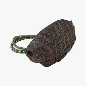 Pre-owned Fendi Mia Brown×Green canvas 8BR615 handbag | stylenewstar