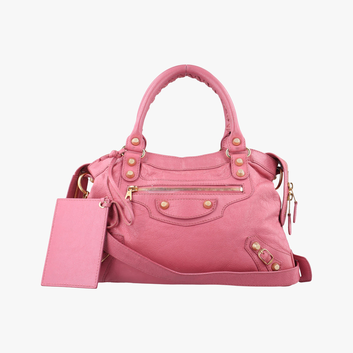 Pre-owned Balenciaga Giant Town Pink lambskin  shoulderbag | stylenewstar