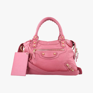 Pre-owned Balenciaga Giant Town Pink lambskin  shoulderbag | stylenewstar