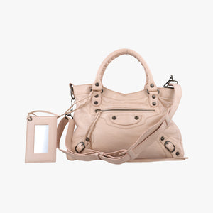 Pre-owned Balenciaga Giant City Pink lambskin  shoulderbag | stylenewstar