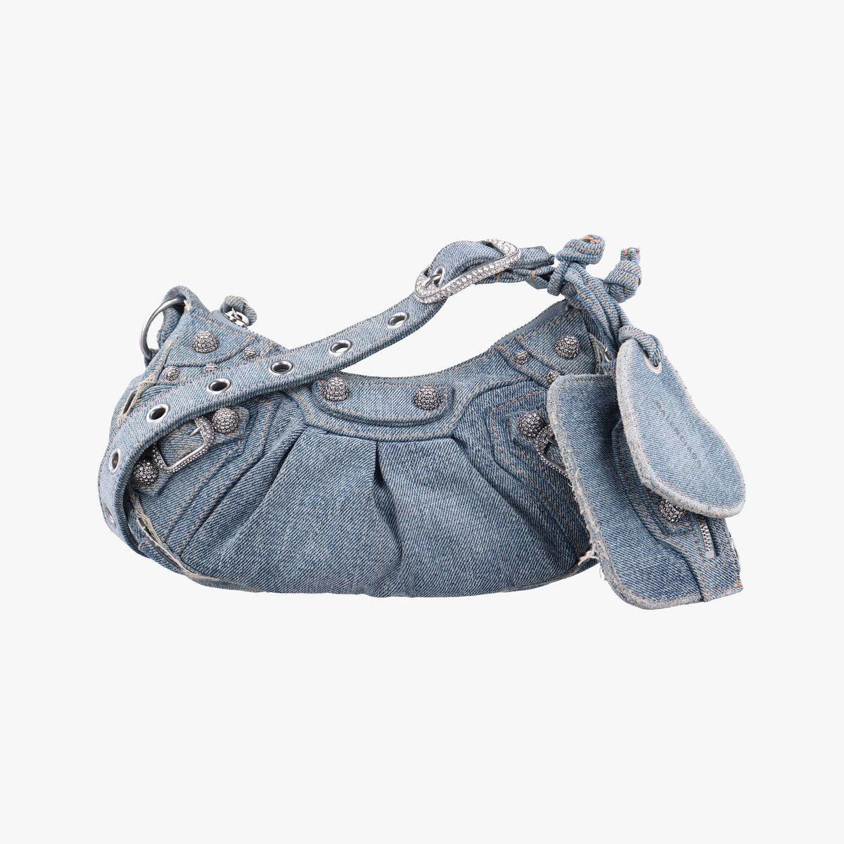 Pre-owned Balenciaga Le Cagole Blue denim  shoulderbag | stylenewstar