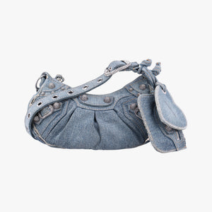 Pre-owned Balenciaga Le Cagole Blue denim  shoulderbag | stylenewstar