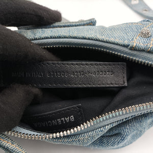 Pre-owned Balenciaga Le Cagole Blue denim  shoulderbag | stylenewstar
