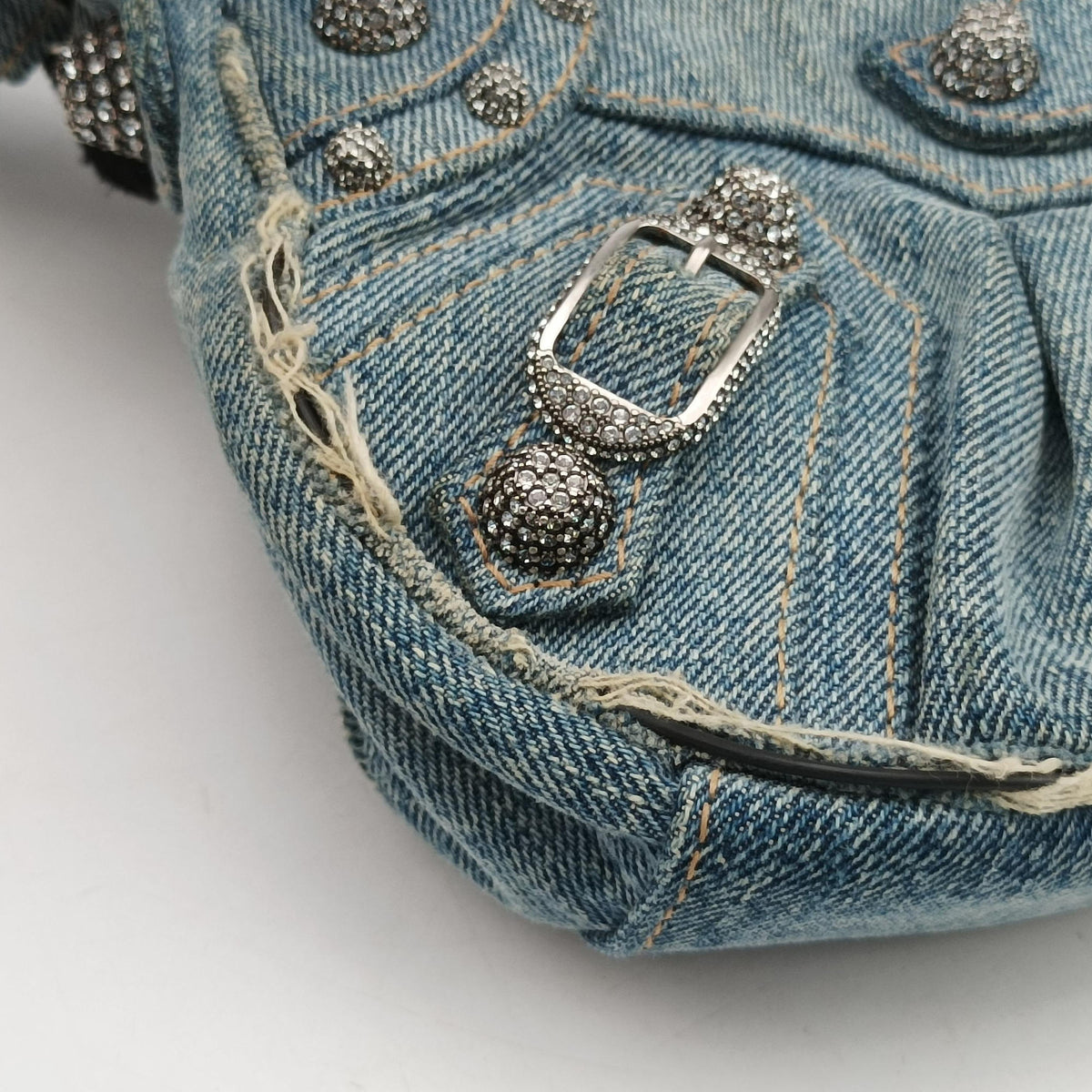 Pre-owned Balenciaga Le Cagole Blue denim  shoulderbag | stylenewstar