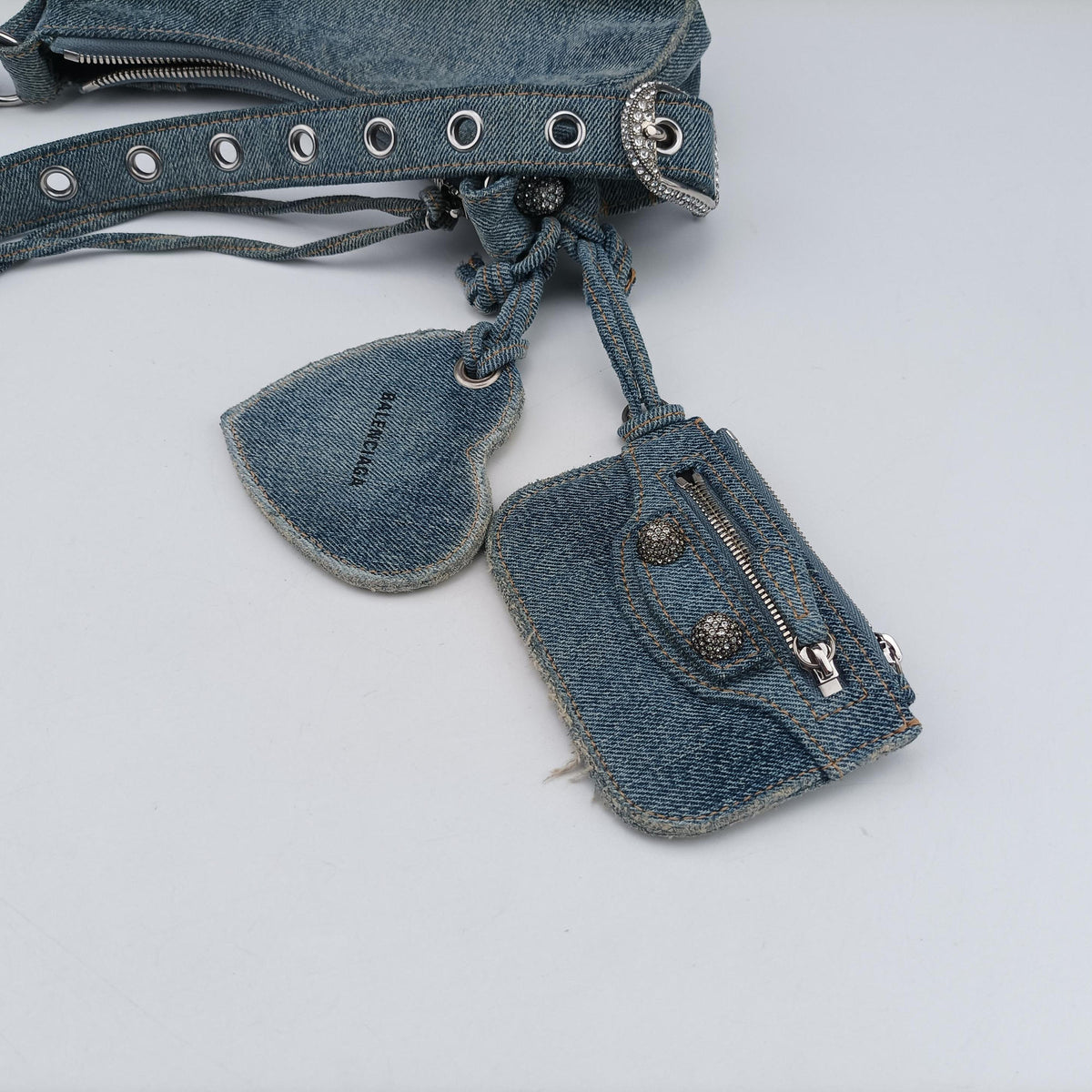 Pre-owned Balenciaga Le Cagole Blue denim  shoulderbag | stylenewstar