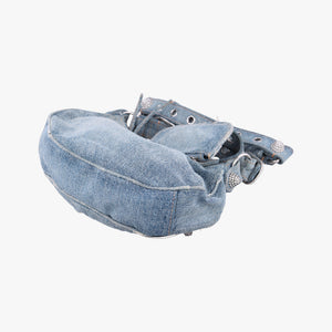 Pre-owned Balenciaga Le Cagole Blue denim  shoulderbag | stylenewstar