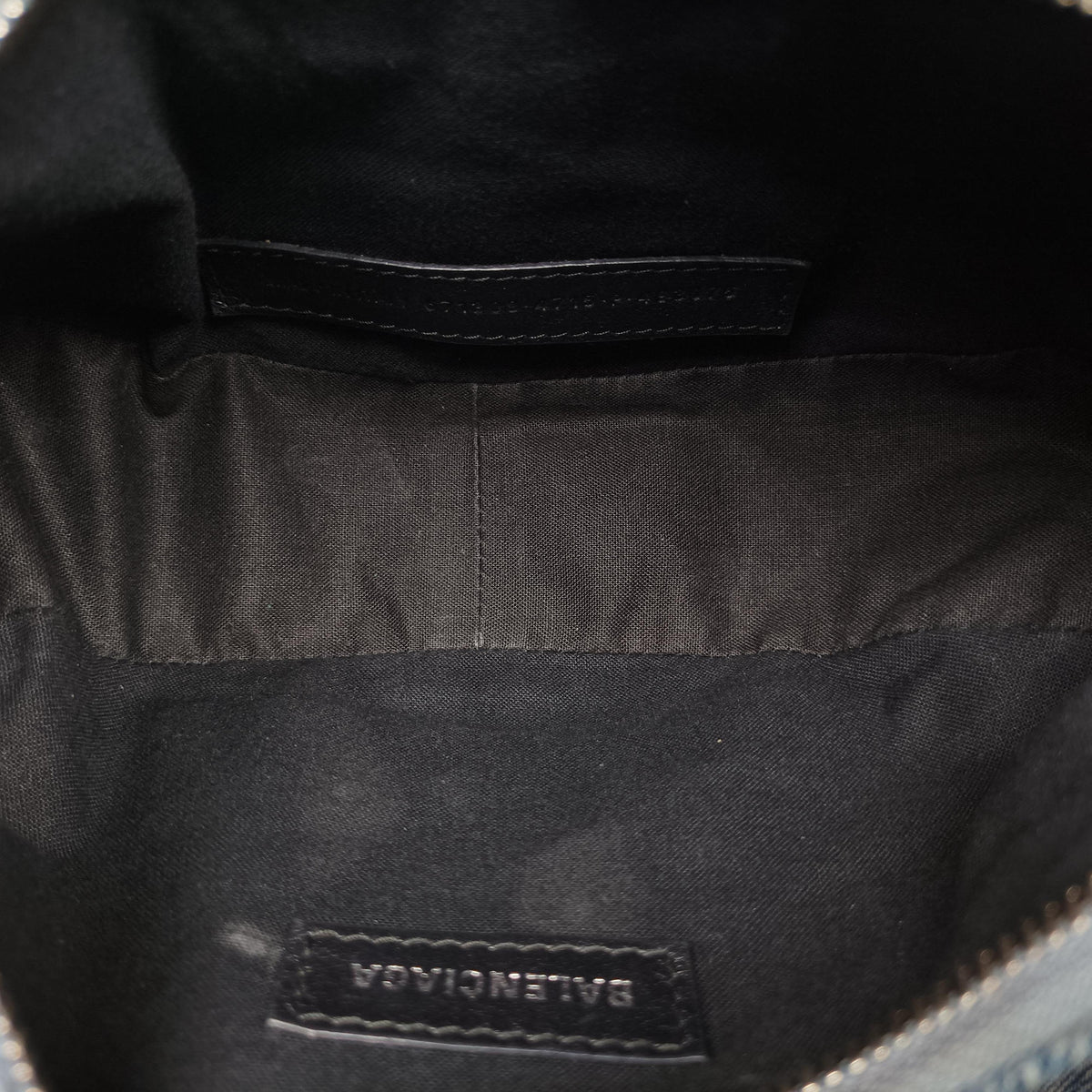 Pre-owned Balenciaga Le Cagole Blue denim  shoulderbag | stylenewstar