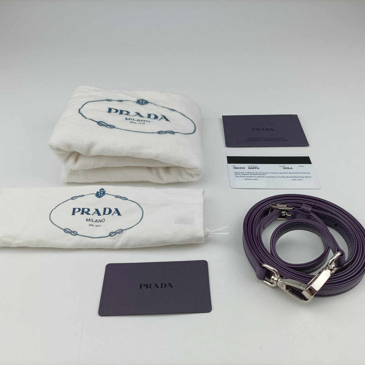 Pre-owned Prada Padded Nappa triangle Purple lambskin 1BA315 shoulderbag | stylenewstar
