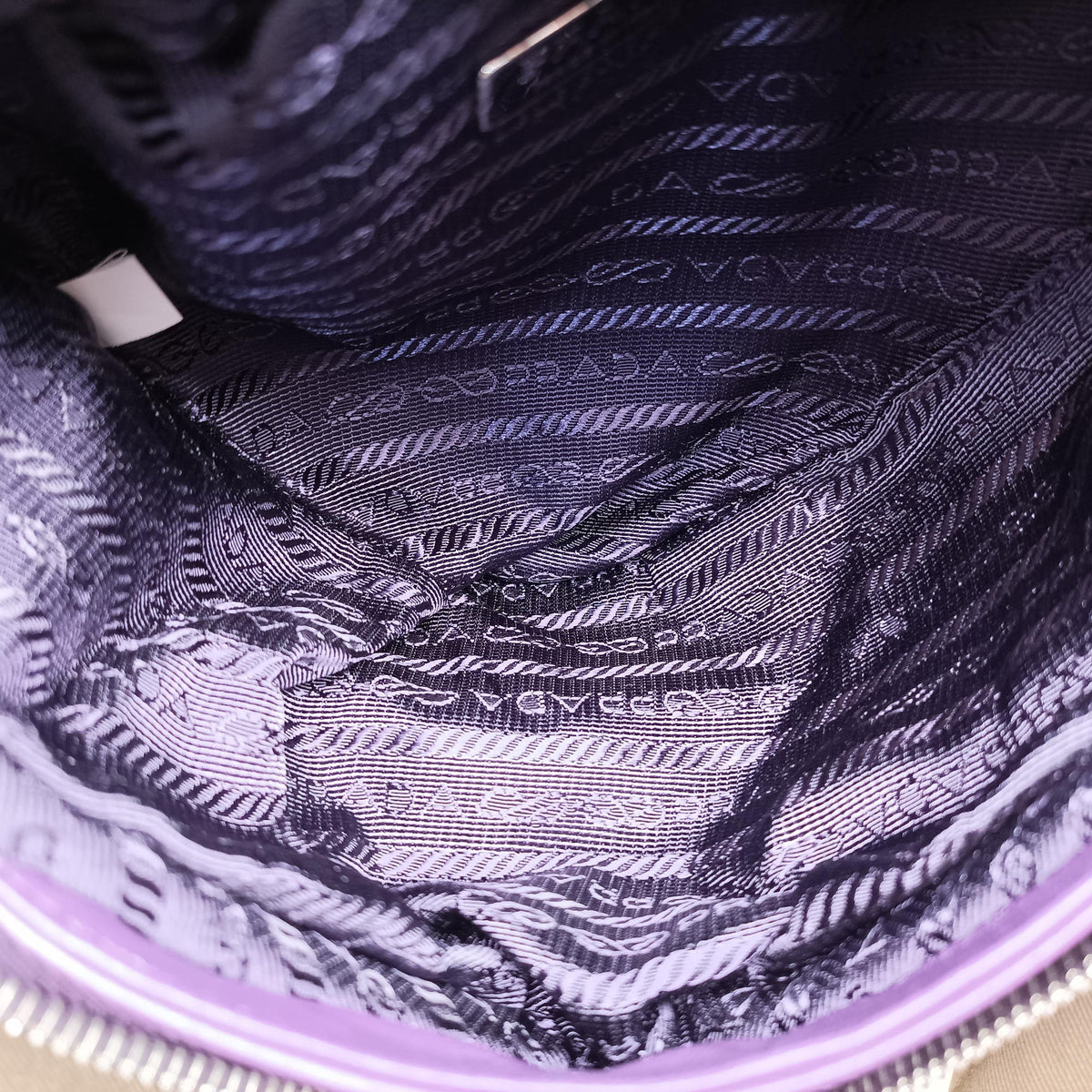 Pre-owned Prada Padded Nappa triangle Purple lambskin 1BA315 shoulderbag | stylenewstar