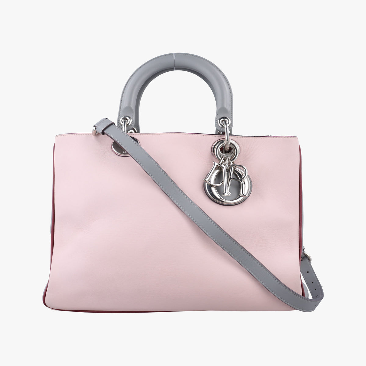 Secondhand Christian Dior Diorissimo Pink×gray Leather  shoulderbag | stylenewstar