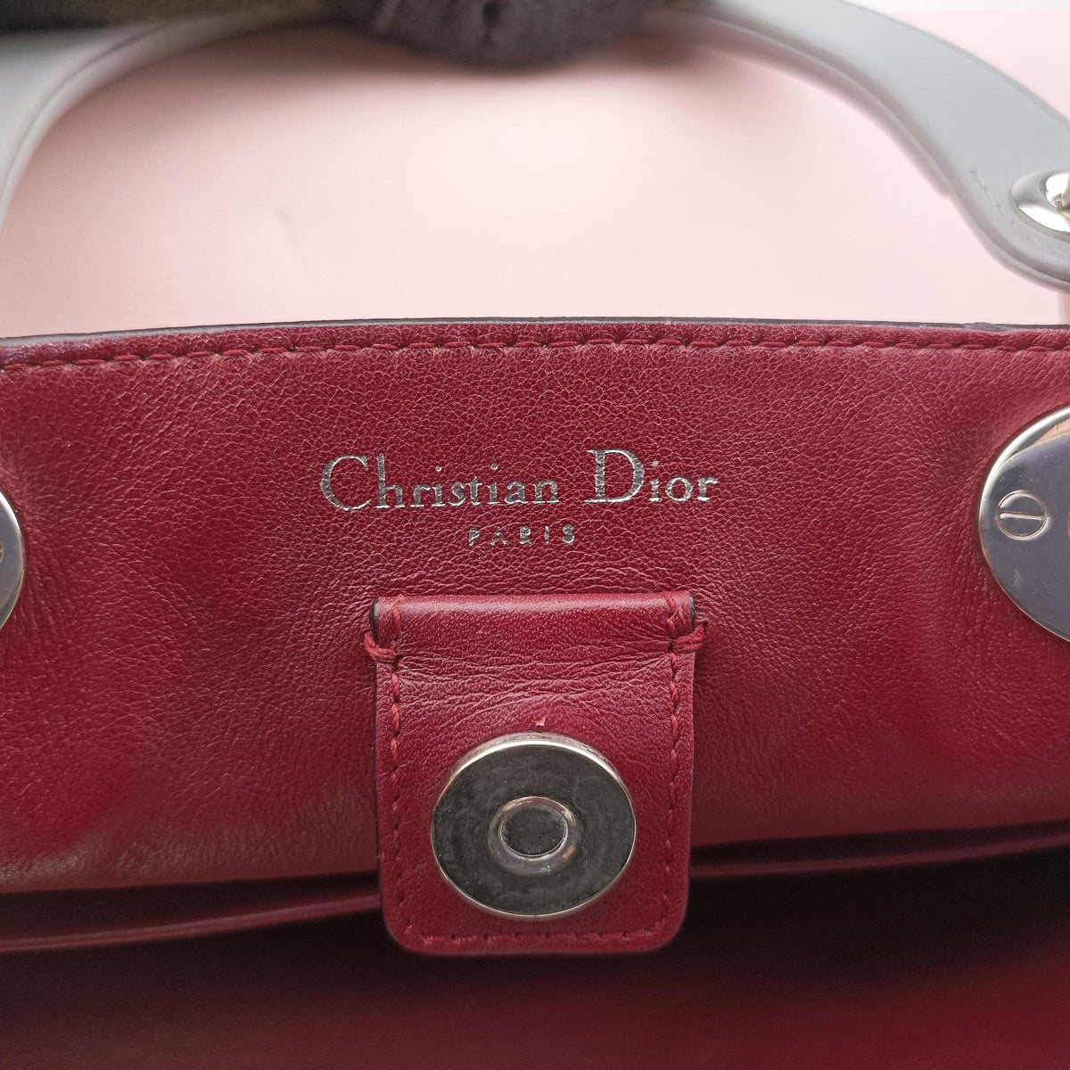 Secondhand Christian Dior Diorissimo Pink×gray Leather  shoulderbag | stylenewstar