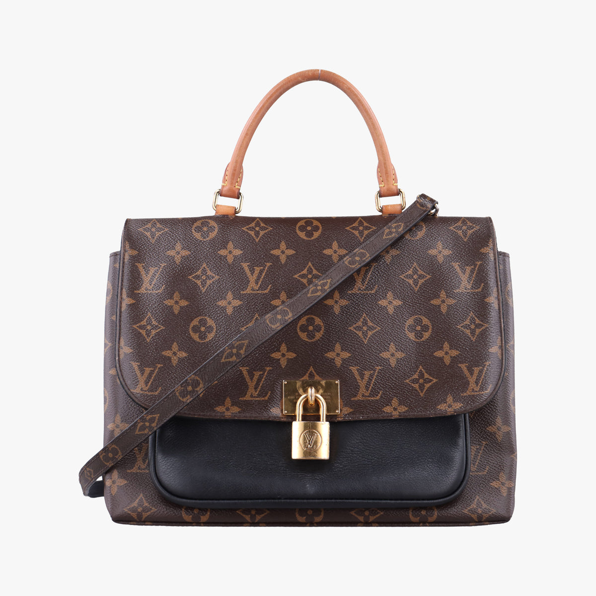 Pre-owned Louis Vuitton MARIGNAN brown×black Monogram Canvas×calf leather M44259 shoulderbag | stylenewstar