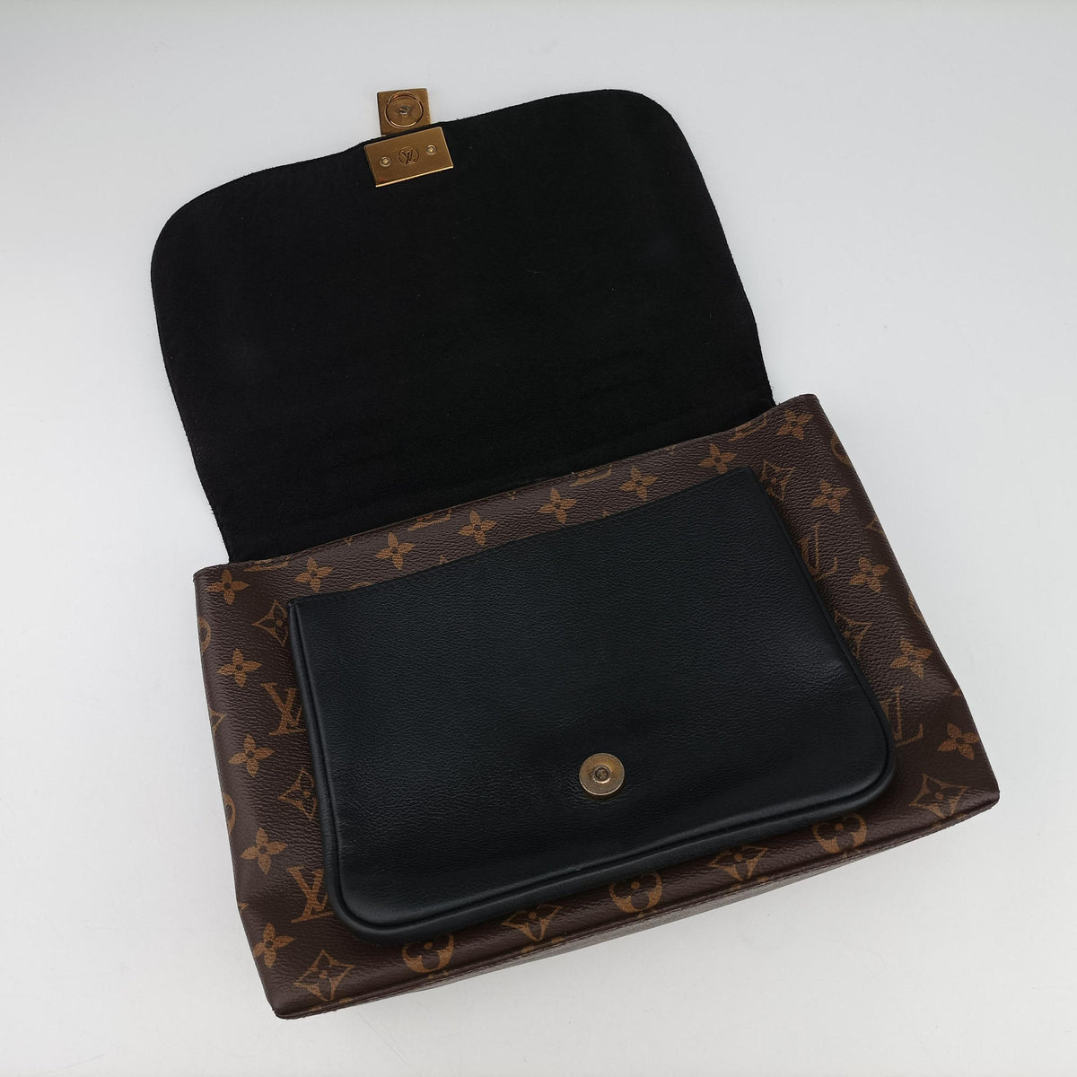 Pre-owned Louis Vuitton MARIGNAN brown×black Monogram Canvas×calf leather M44259 shoulderbag | stylenewstar