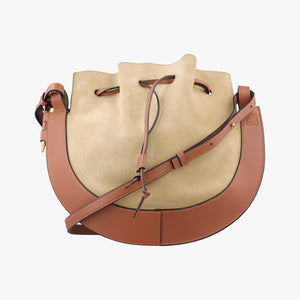 Pre-owned Loewe Horseshoe Brown x Beige Suede x Leather  shoulderbag | stylenewstar