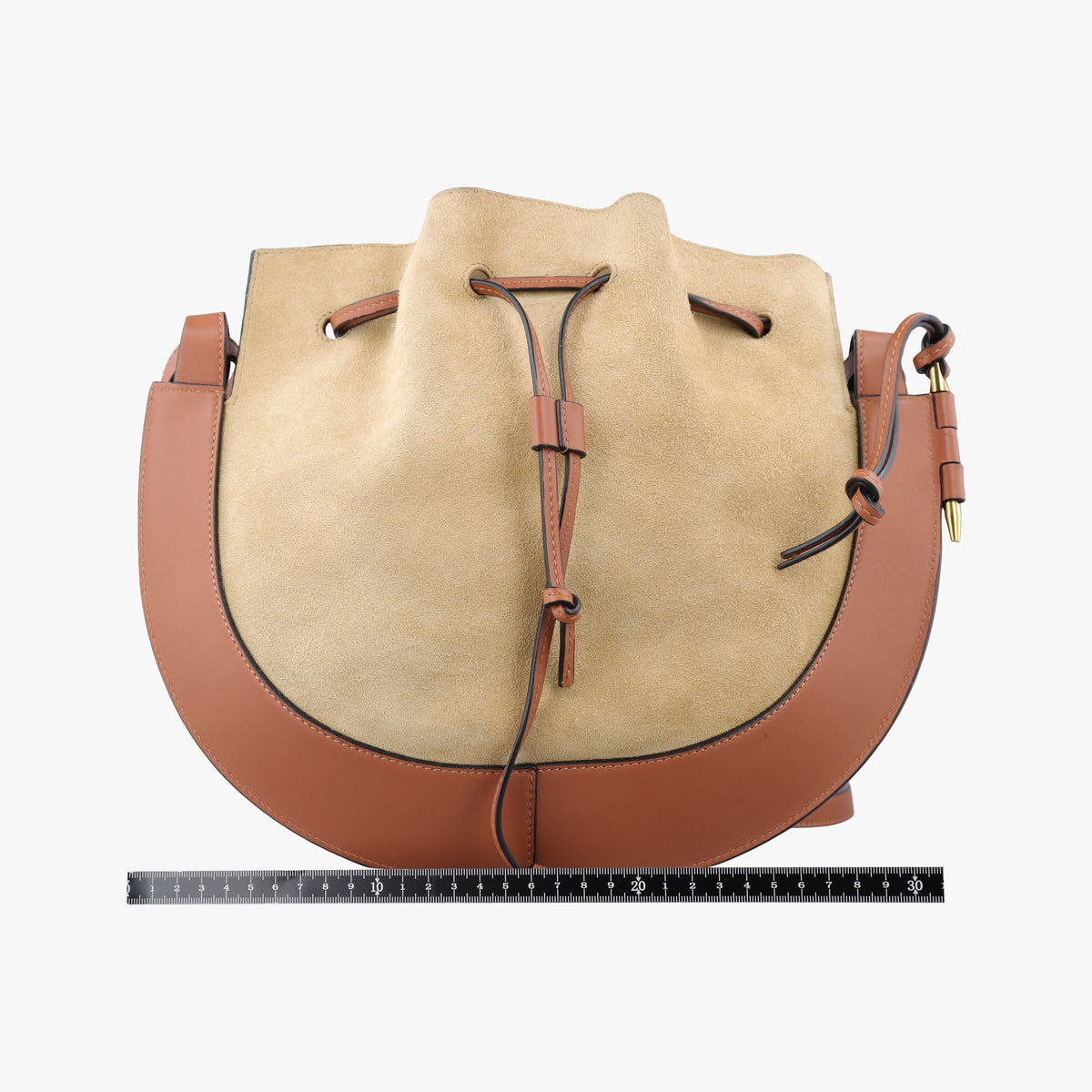 Pre-owned Loewe Horseshoe Brown x Beige Suede x Leather  shoulderbag | stylenewstar