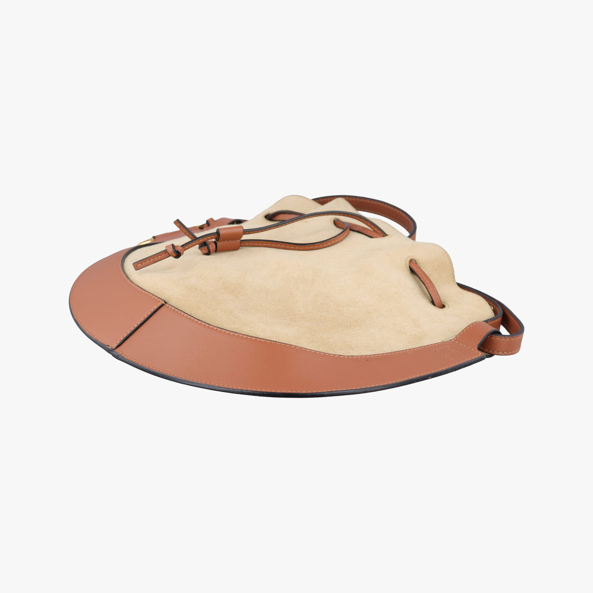 Pre-owned Loewe Horseshoe Brown x Beige Suede x Leather  shoulderbag | stylenewstar