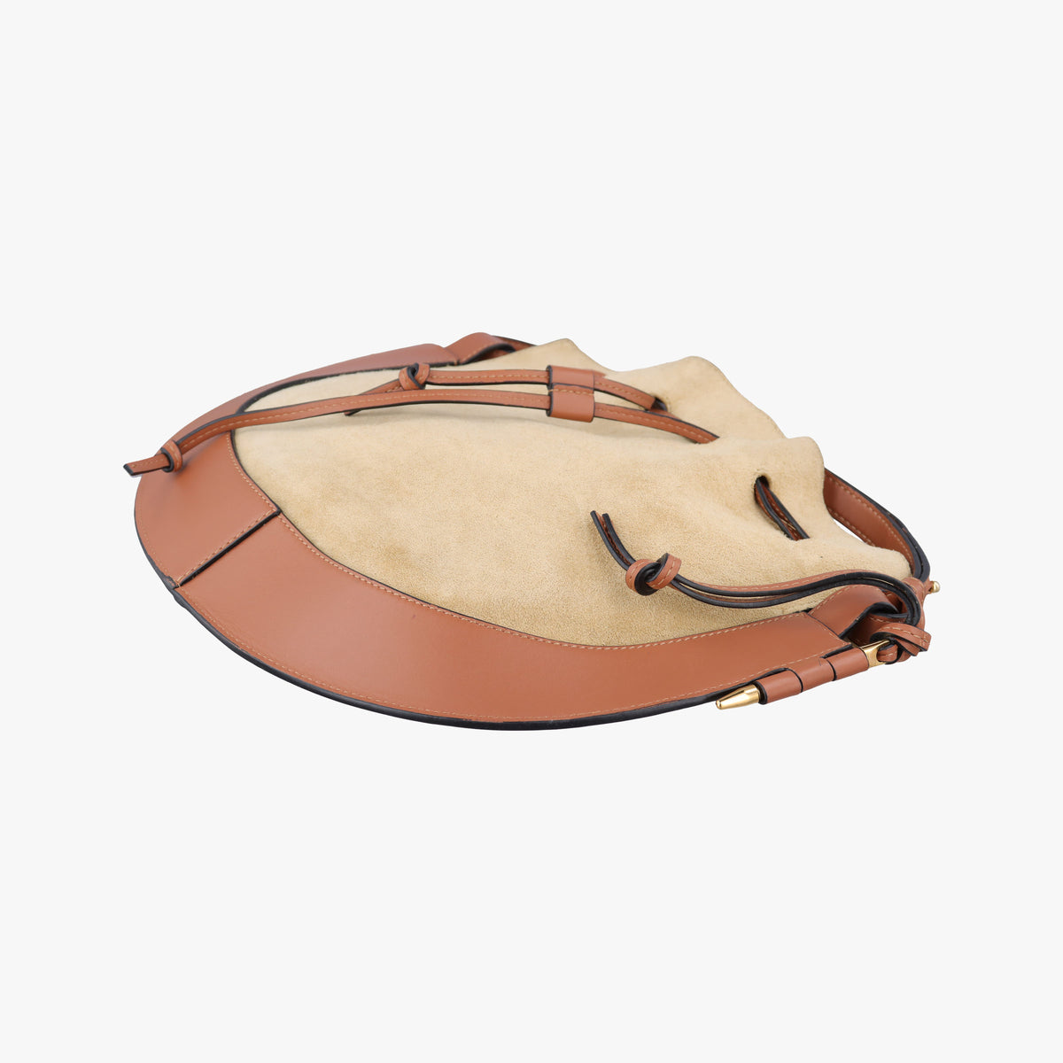 Pre-owned Loewe Horseshoe Brown x Beige Suede x Leather  shoulderbag | stylenewstar