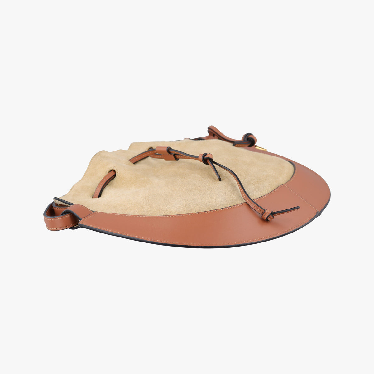 Pre-owned Loewe Horseshoe Brown x Beige Suede x Leather  shoulderbag | stylenewstar