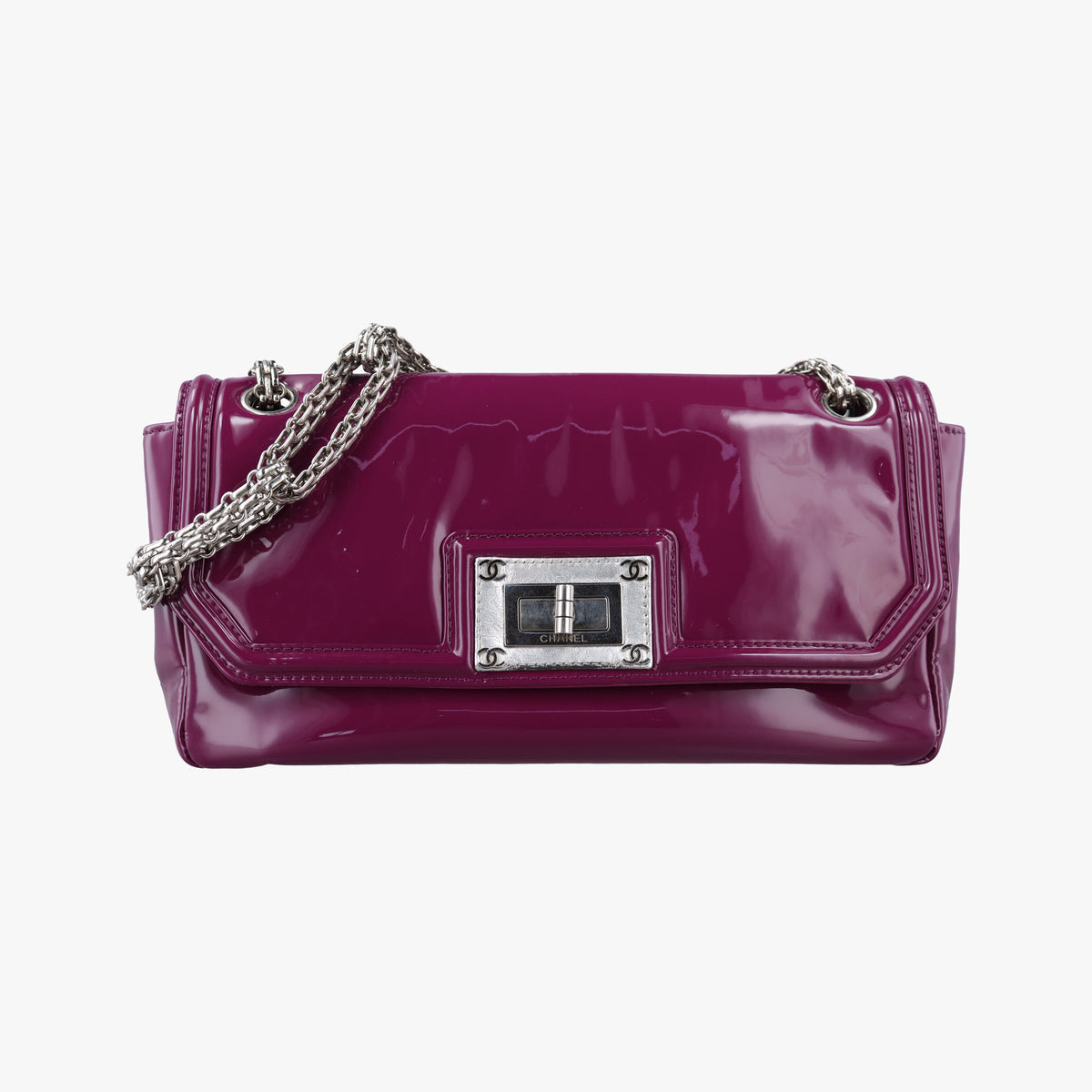 Pre-owned Chanel Chain Flap Purple Patent A46186 shoulderbag | stylenewstar