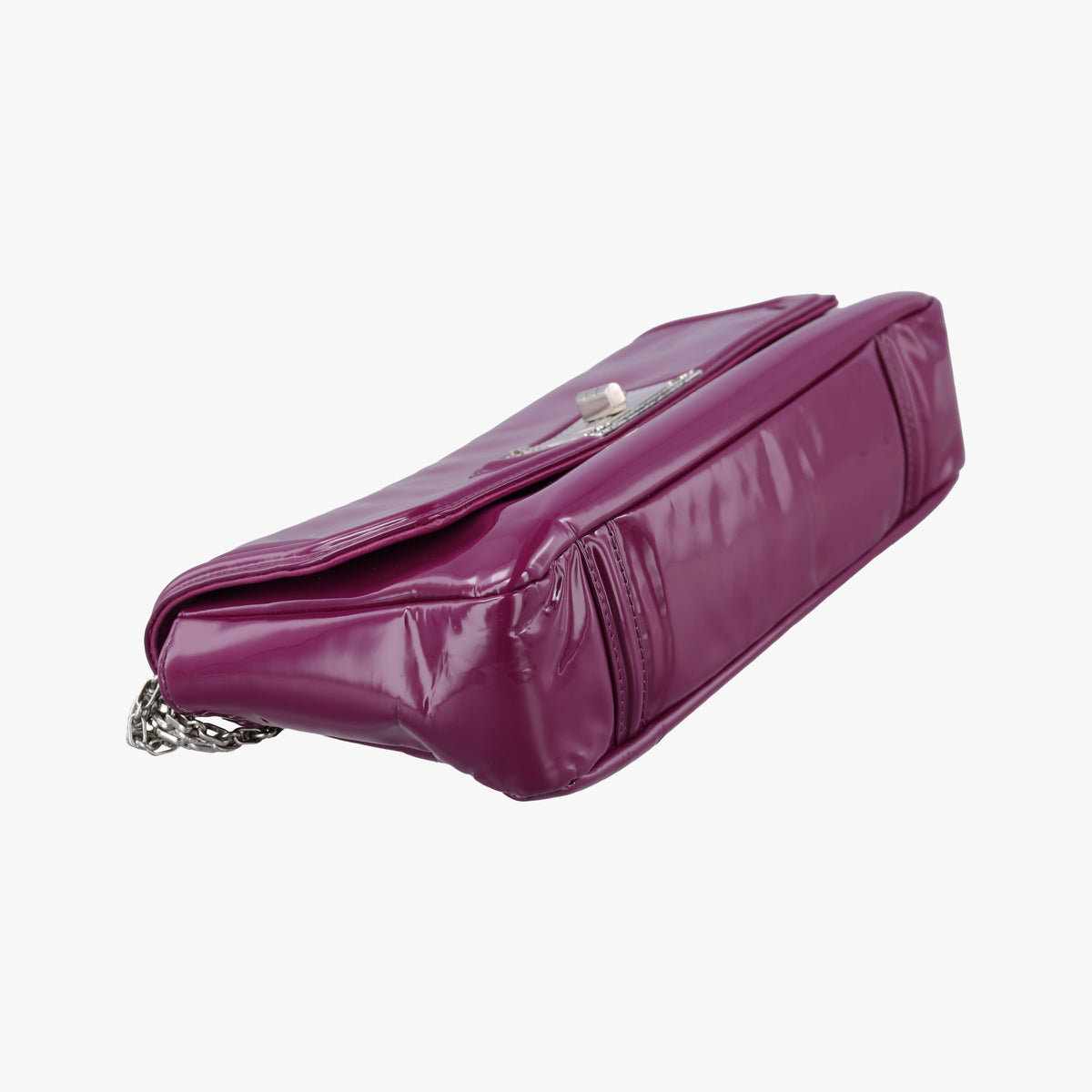 Pre-owned Chanel Chain Flap Purple Patent A46186 shoulderbag | stylenewstar