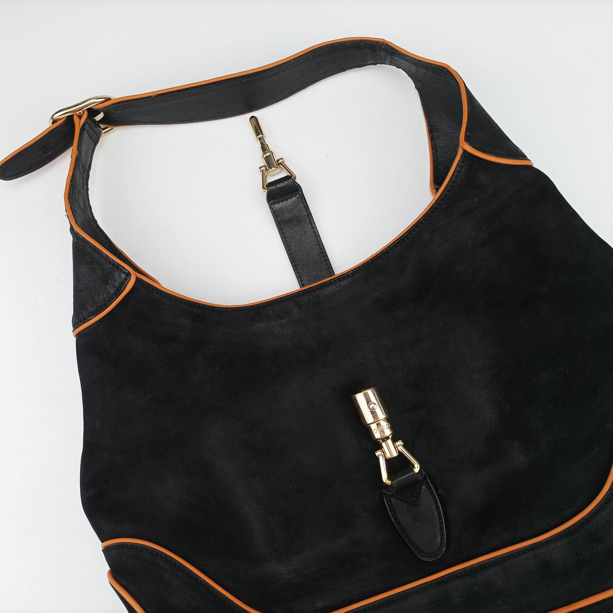 Pre-owned Gucci New Jackie Black Suede 277520 shoulderbag | stylenewstar
