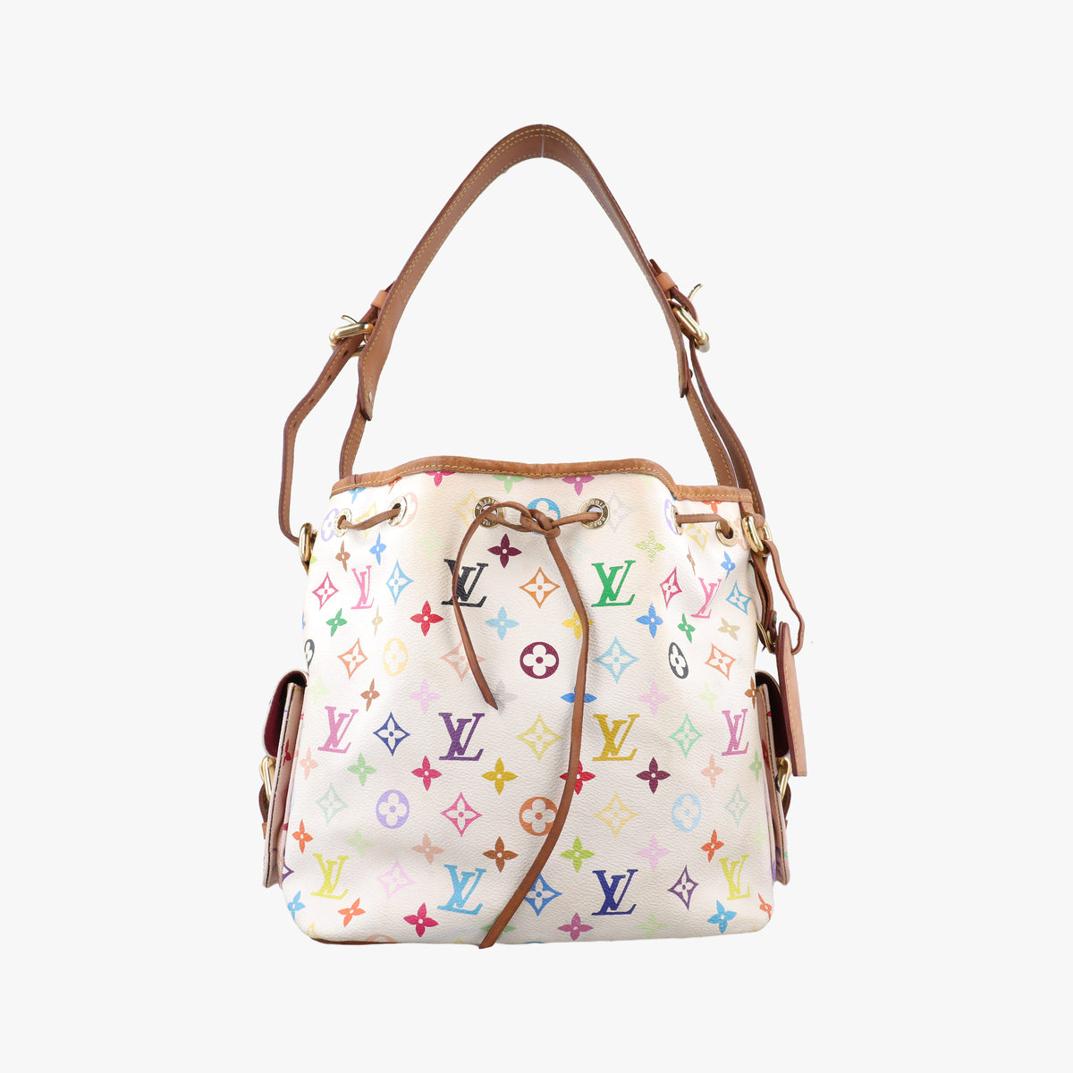 Secondhand Louis Vuitton Petit Noe white Monogram Multicolor M42229 shoulderbag | stylenewstar