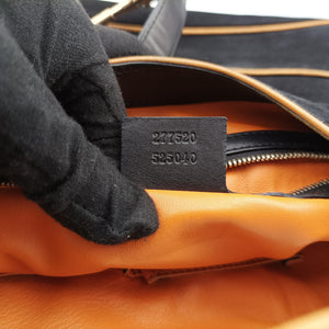 Pre-owned Gucci Jackie Flora Hobo Black Suede 277520 shoulderbag | stylenewstar