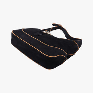 Pre-owned Gucci Jackie Flora Hobo Black Suede 277520 shoulderbag | stylenewstar