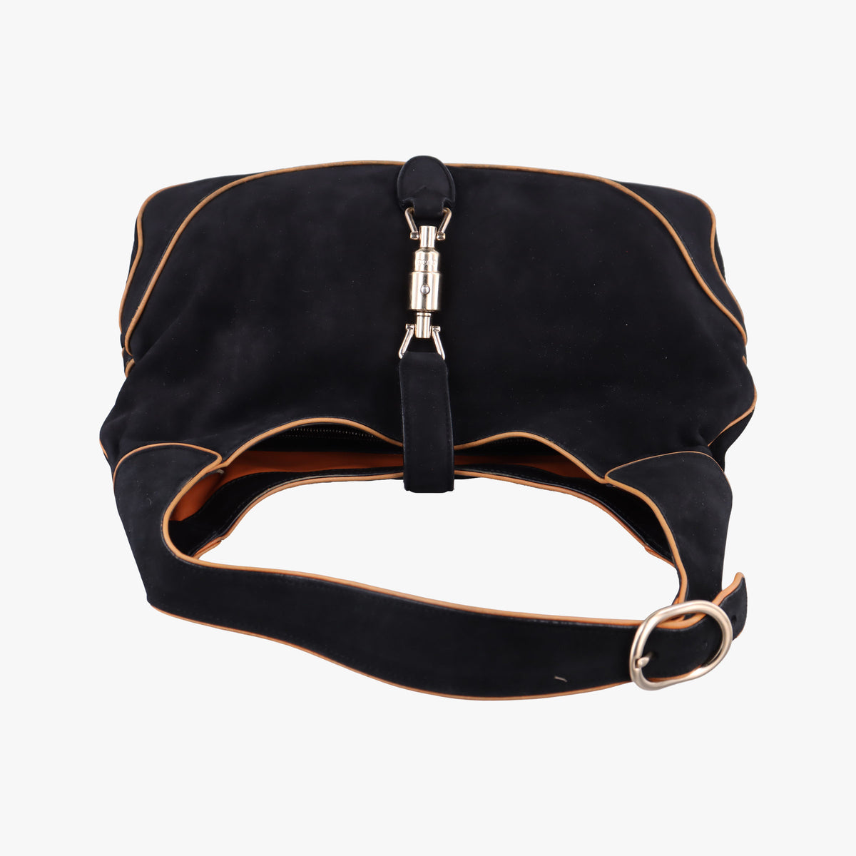 Pre-owned Gucci Jackie Flora Hobo Black Suede 277520 shoulderbag | stylenewstar