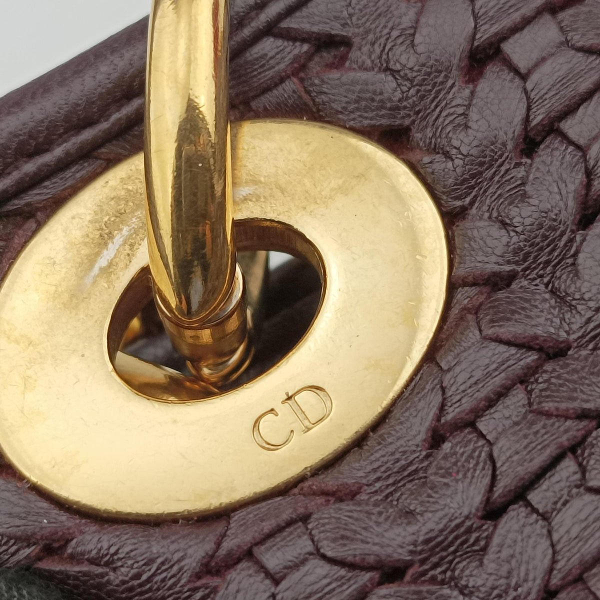 Secondhand Christian Dior Soft Lady Dior Intrecciato Tote Burgundy lambskin  handbag | stylenewstar