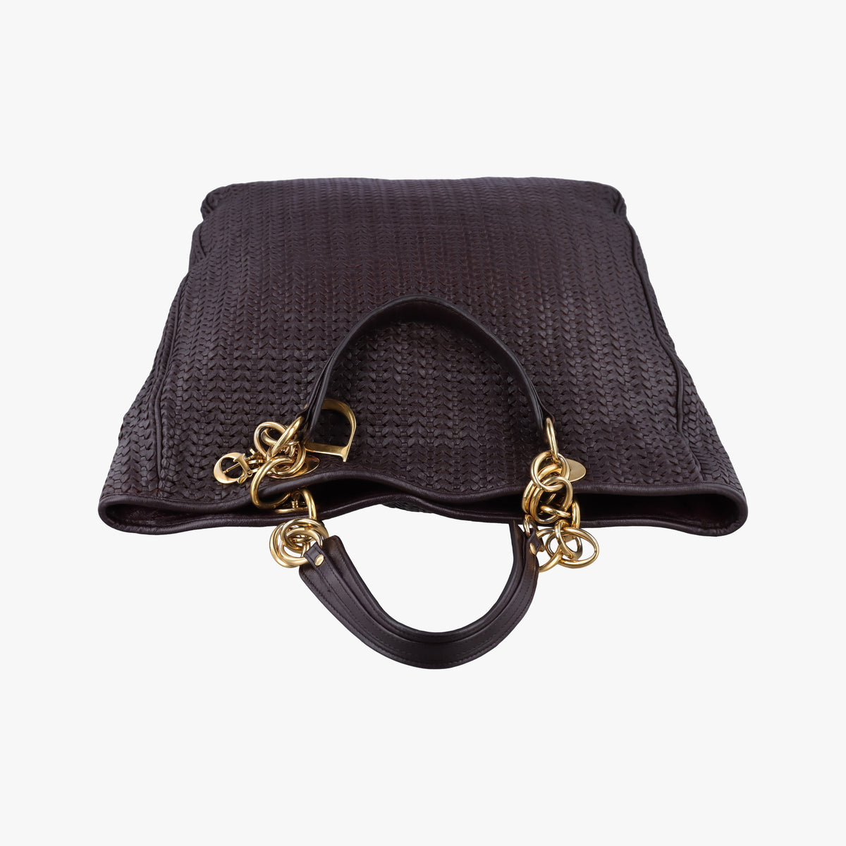 Secondhand Christian Dior Soft Lady Dior Intrecciato Tote Burgundy lambskin  handbag | stylenewstar