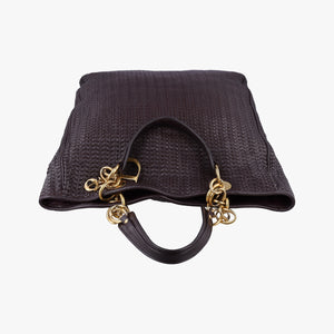 Secondhand Christian Dior Soft Lady Dior Intrecciato Tote Burgundy lambskin  handbag | stylenewstar