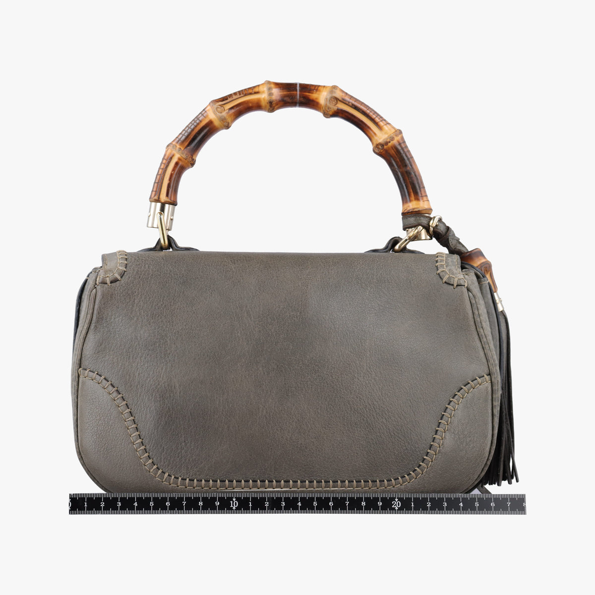 Pre-owned Gucci New Bamboo Gray leather 224964 shoulderbag | stylenewstar