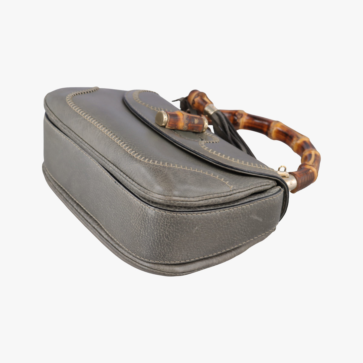Pre-owned Gucci New Bamboo Gray leather 224964 shoulderbag | stylenewstar