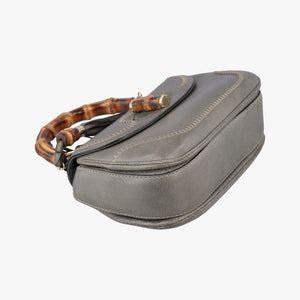 Pre-owned Gucci New Bamboo Gray leather 224964 shoulderbag | stylenewstar