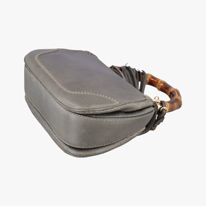 Pre-owned Gucci New Bamboo Gray leather 224964 shoulderbag | stylenewstar
