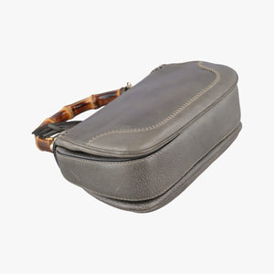 Pre-owned Gucci New Bamboo Gray leather 224964 shoulderbag | stylenewstar