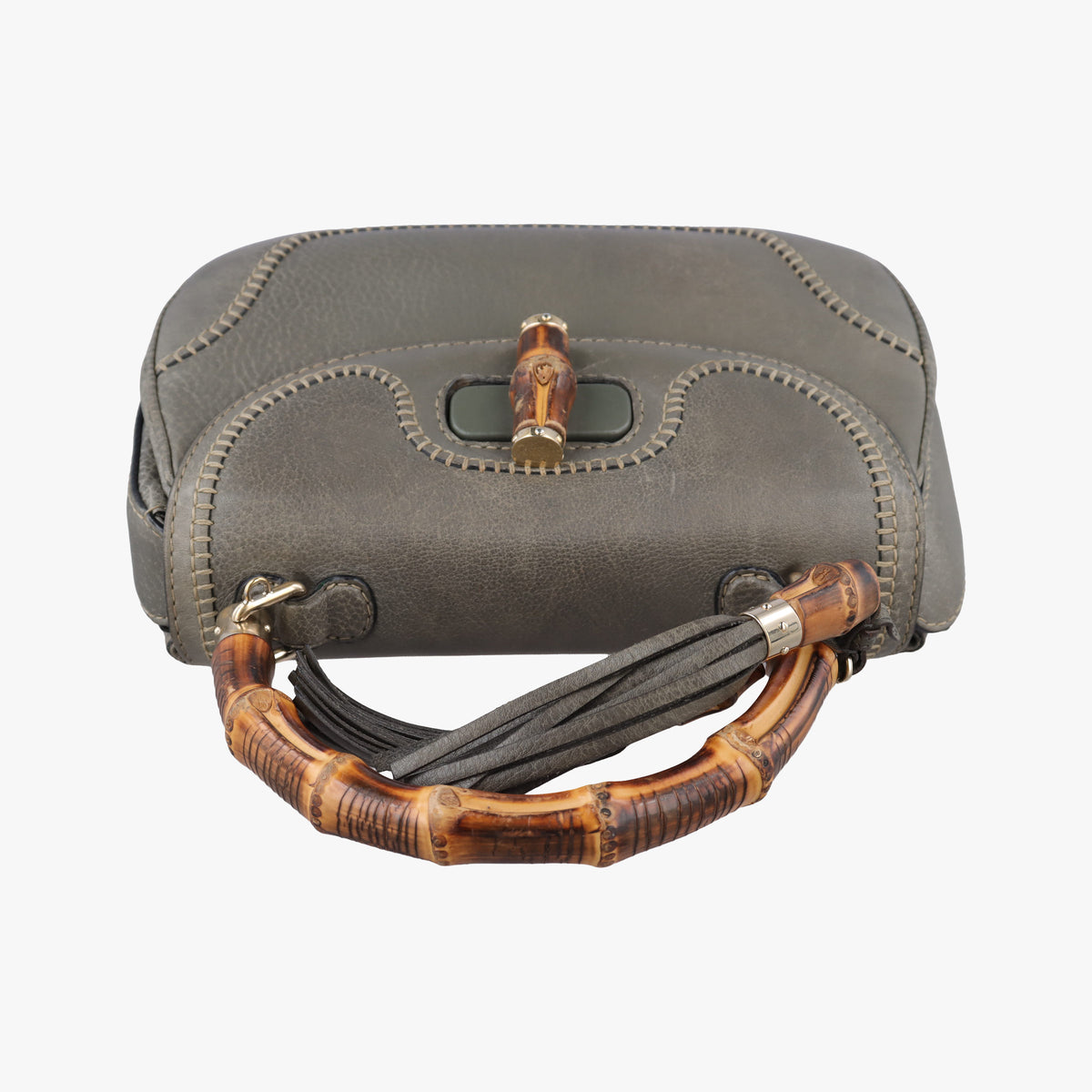 Pre-owned Gucci New Bamboo Gray leather 224964 shoulderbag | stylenewstar