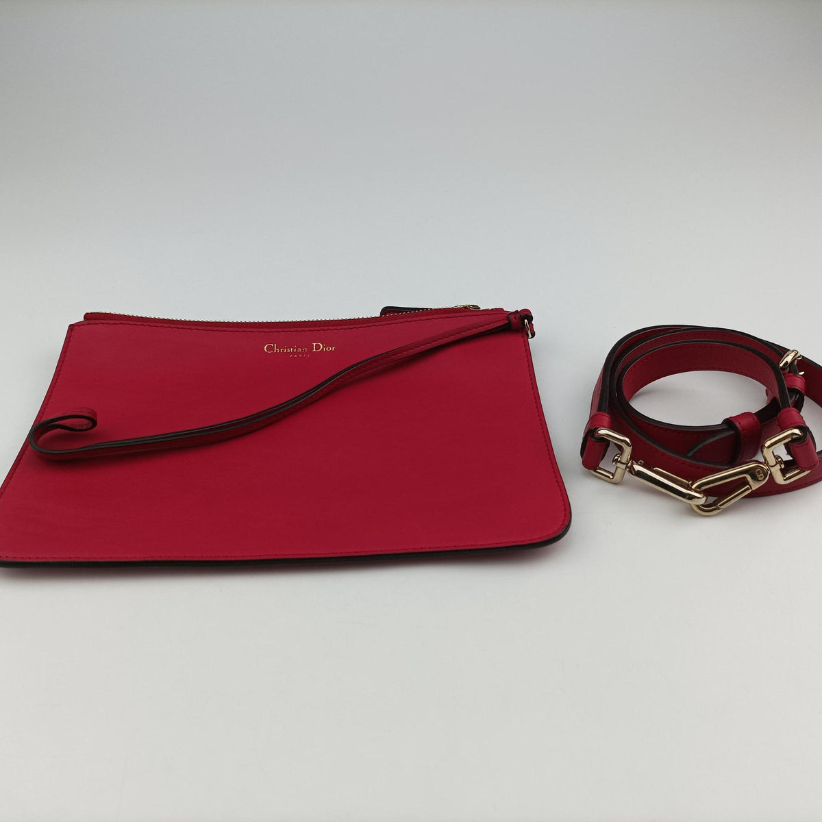 Pre-owned Christian Dior Diorissimo Beige×Red Leather  shoulderbag | stylenewstar