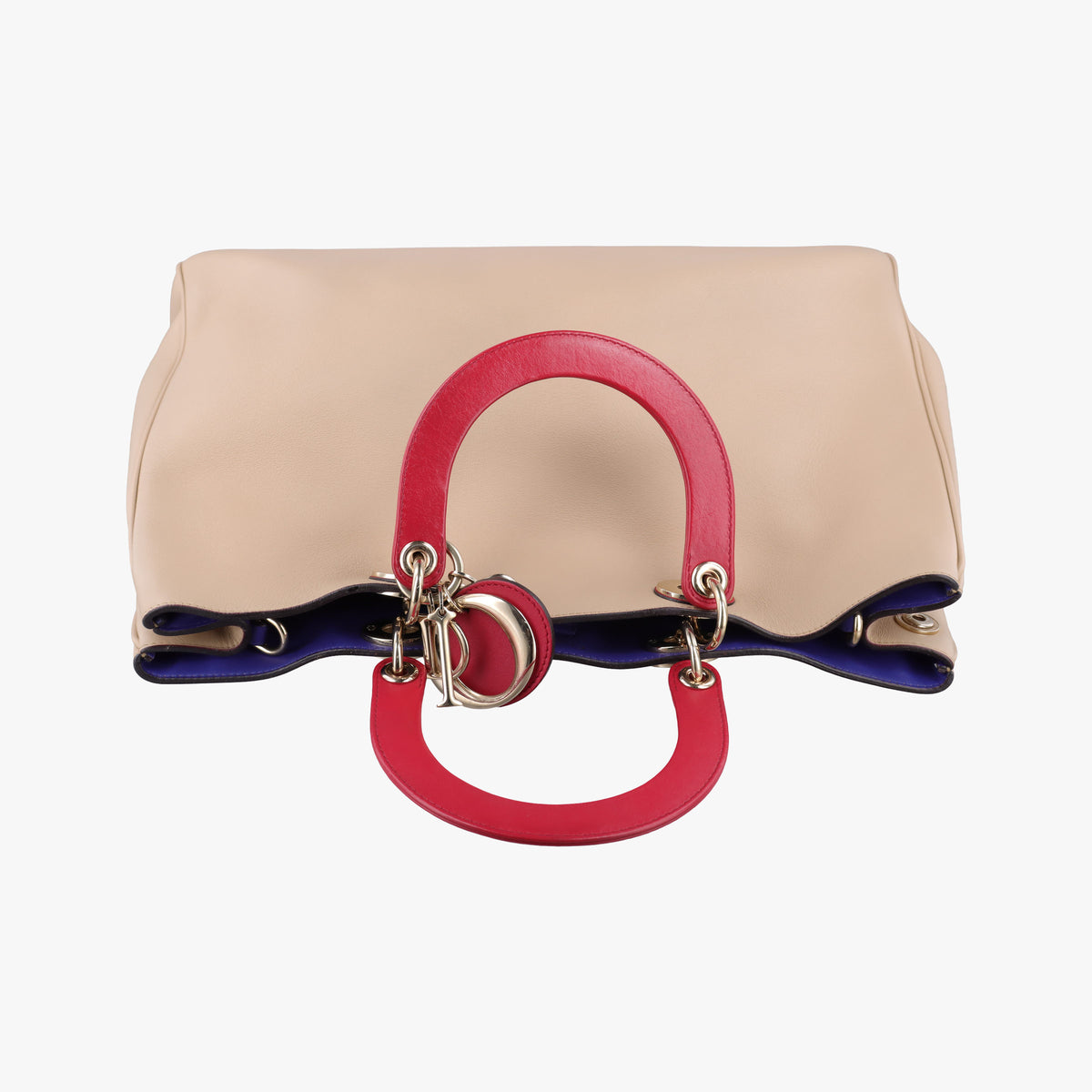 Pre-owned Christian Dior Diorissimo Beige×Red Leather  shoulderbag | stylenewstar