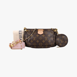 Pre-owned Louis Vuitton Multi Pochette Accessoir brown×ROSE CLAIRE Monogram Canvas M44840 shoulderbag | stylenewstar