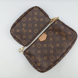 Pre-owned Louis Vuitton Multi Pochette Accessoir brown×ROSE CLAIRE Monogram Canvas M44840 shoulderbag | stylenewstar