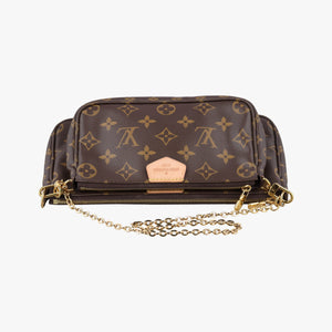 Pre-owned Louis Vuitton Multi Pochette Accessoir brown×ROSE CLAIRE Monogram Canvas M44840 shoulderbag | stylenewstar
