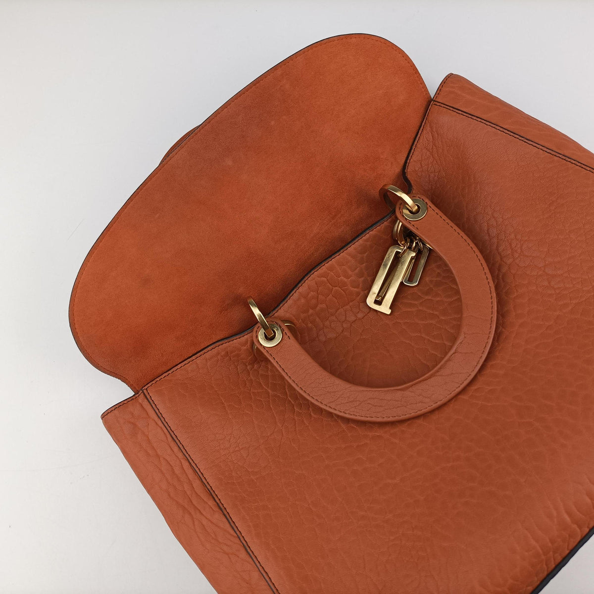 Secondhand Christian Dior Lady Dior Orange Leather  shoulderbag | stylenewstar