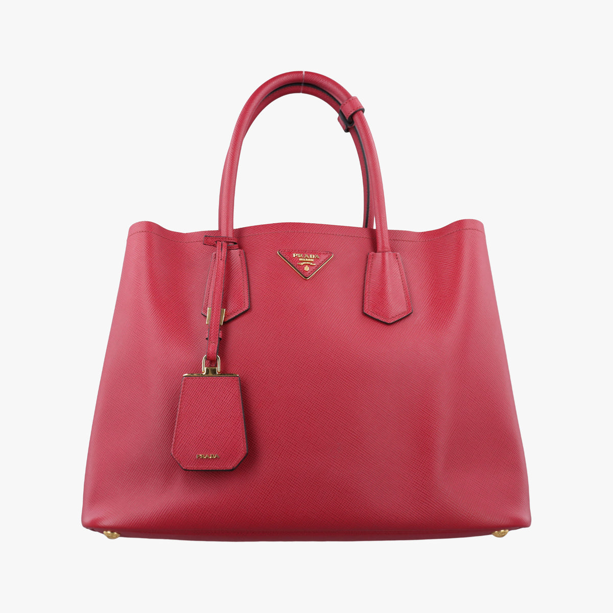 Vintage Prada Double Cuir Red SAFFIANO Leather B2756T handbag | stylenewstar