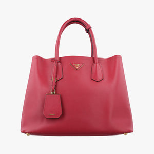 Vintage Prada Double Cuir Red SAFFIANO Leather B2756T handbag | stylenewstar
