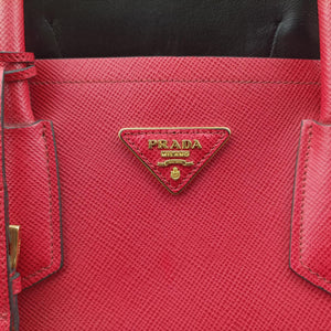 Vintage Prada Double Cuir Red SAFFIANO Leather B2756T handbag | stylenewstar
