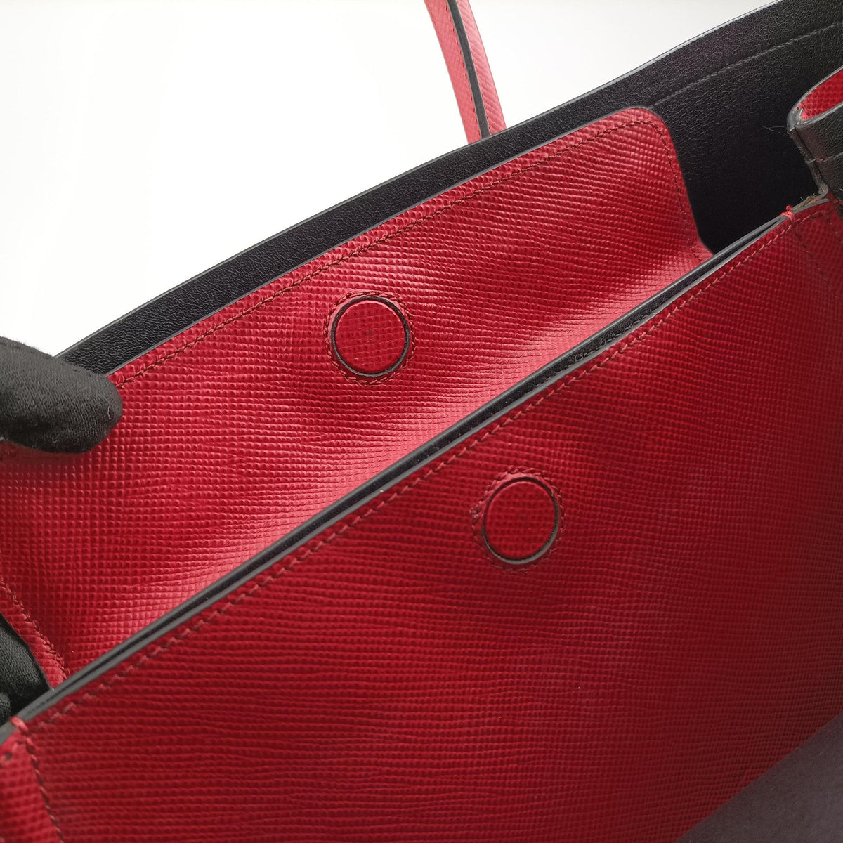 Vintage Prada Double Cuir Red SAFFIANO Leather B2756T handbag | stylenewstar