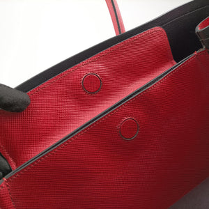 Vintage Prada Double Cuir Red SAFFIANO Leather B2756T handbag | stylenewstar