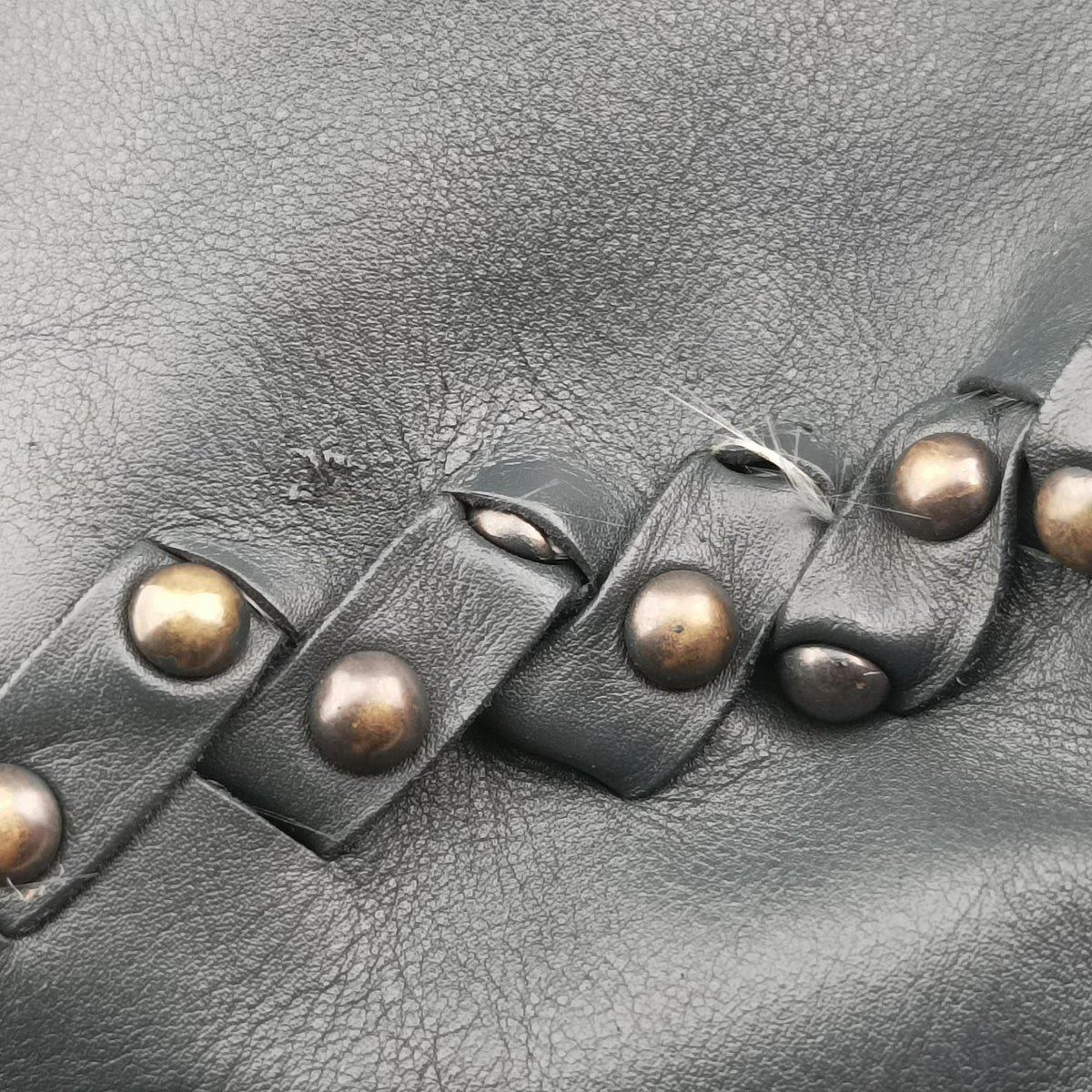 Pre-owned Bottega Veneta studs Gray Green lambskin  shoulderbag | stylenewstar
